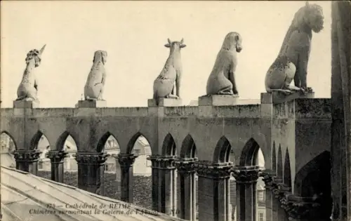 Ak Reims Marne, Chimären, Galerie, Kathedrale von Reims