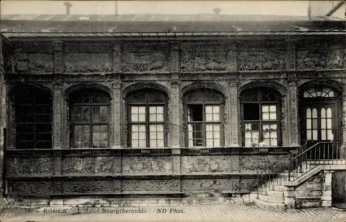 Ak Bourgtheroulde Eure, Hotel   Fassade, Fenster, Treppe