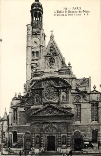 Ak Paris V Panthéon, St. Etienne-du-Mont Kirche,  schwarz-weiß,  