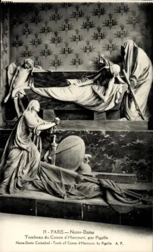 Ak Paris I Ile de la Cité, Tombeau du Comte d'Harcourt, Notre-Dame