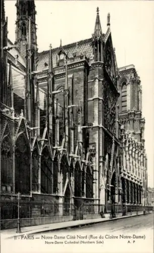 Ak Paris I Ile de la Cité, La Conciergerie, Notre-Dame Kathedrale, Nordseite, Rue du Cloître, Par