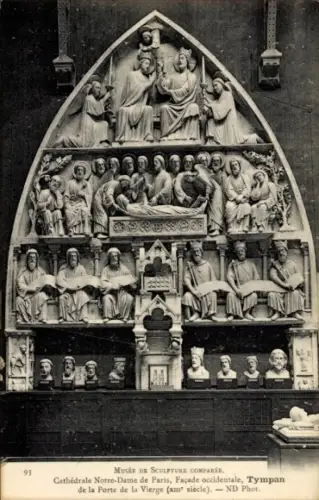 Ak Paris I Ile de la Cité,  Relief der Kathedrale Notre-Dame, Tympanon, Figuren,