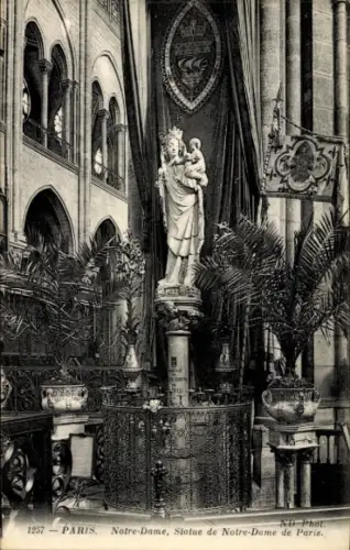 Ak Paris I Ile de la Cité, Statue von Notre-Dame