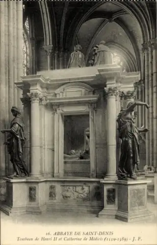 Ak Abtei Saint Denis, Grab von Heinrich II. und Katharina von Medici
