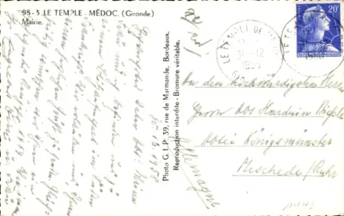 Ak Le Temple Médoc Gironde, Rathaus