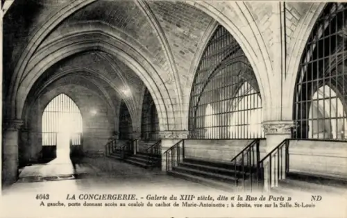 Ak Paris I Ile de la Cité, La Conciergerie, La Conciergerie, Galerie des XIII. Jahrhunderts, Zuga