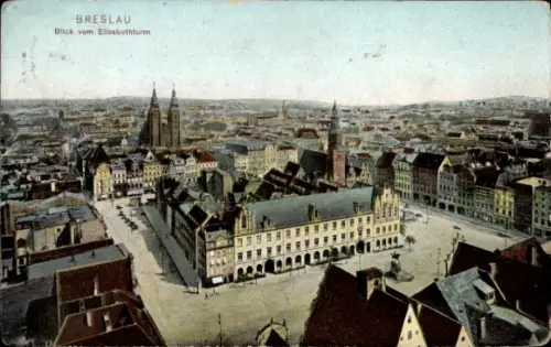 Ak Wrocław Breslau Schlesien, Blick vom Elisabethturm, Stadtansicht, Breslau