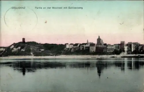 Ak Grudziądz Graudenz Westpreußen,  Weichsel, Schlossberg, Wasseransicht