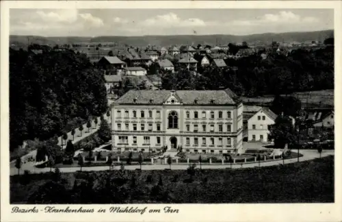 Ak Mühldorf am Inn Oberbayern, Bezirks-Krankenhaus in  Schwarz-Weiß-Foto
