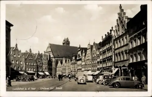 Ak Landshut in Niederbayern, Landshut a. d. Isar, Untere All-Stadt,  Gebäude, Straßenansicht, Aut