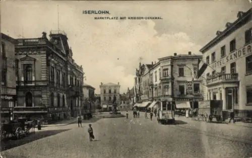 Ak Iserlohn im Märkischen Kreis, Franzosenhohl, ISERLOHN, MARKTPLATZ, KRIEGER-DENKMAL, HOTEL SAND