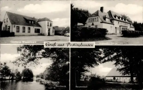 Ak Pestinghausen Nordwohlde Bassum in Niedersachsen, Gasthaus Westermark, Jugendherberge, Dorftei