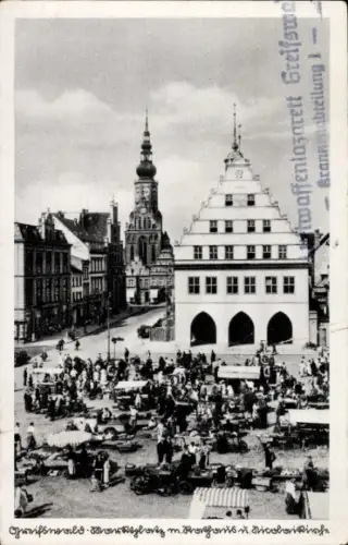 Ak Hansestadt Greifswald, Marktplatz, Rathaus, Nicolaikirche