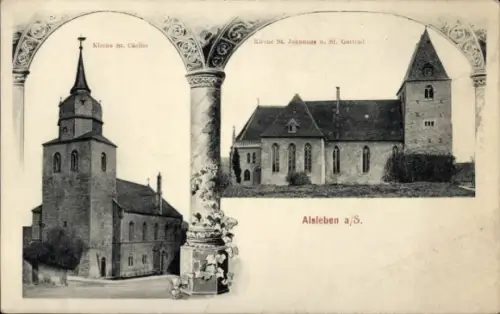 Ak Alsleben an der Saale, Kirche St. Caellie, Kirche St. Johannes, St. Gertrud, Alsleben a/5