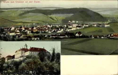 Ak Crossen an der Elster Thüringen, Panorama von Crossen, Landschaft, Häuser, Bäume, 