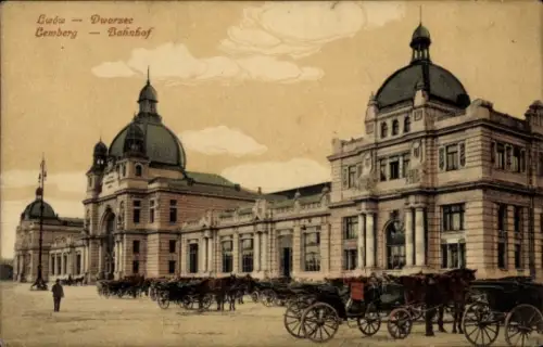 Ak Lwiw Lwów Lemberg Ukraine, Bahnhof