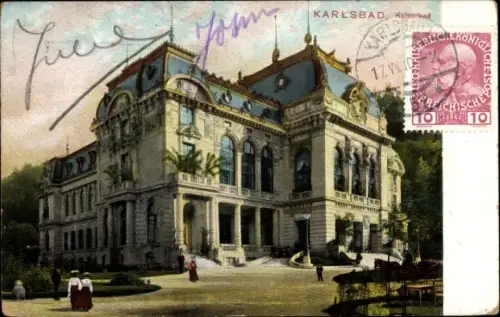 Ak Karlovy Vary Karlsbad Stadt, Ansicht vom Kaiserbad