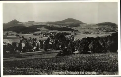 Ak Jiřetín pod Jedlovou Sankt Georgenthal, Burg Tolštejn, Tollenstein, Tannenberg, Kreuzberg
