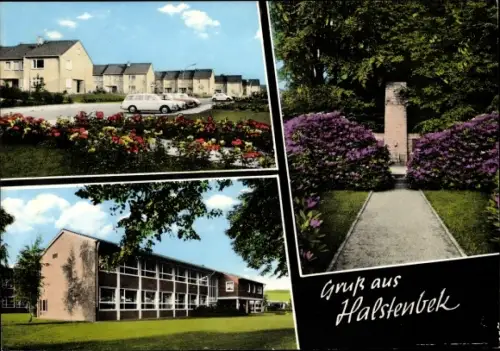 Ak Halstenbek Schleswig Holstein, Siedlung, Schule, Ehrenmal