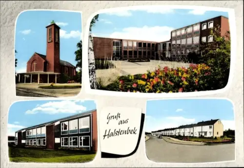 Ak Halstenbek Schleswig Holstein, Kirche, Schule, Siedlung