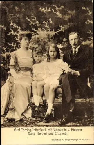 Ak Graf Toerring Jettenbach mit Gemahlin und Kindern Hans Herbert und Elisabeth
