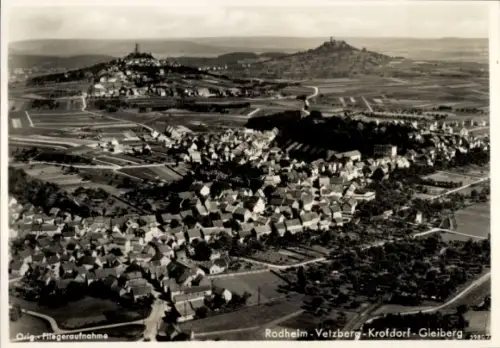 Ak Rodheim Bieber Biebertal in Hessen, Fliegeraufnahme, Velzberg, Krofdorf, Gleiberg