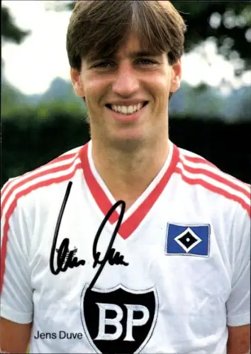Autogrammkarte Fußballer Jens Duve, Hamburger SV, Autogramm