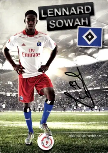 Autogrammkarte Fußballer Lennard Sowah, Hamburger SV, Autogramm