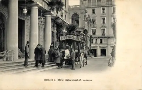 Ak Luzern, Schweiz, Ankunft im Hotel Schweizerhof