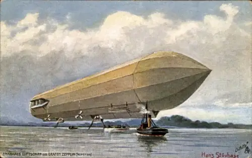 Künstler Ak Stövhase, Hans, Lenkbares Luftschiff des Grafen Zeppelin, Aufstieg, Tuck Nr 500 B
