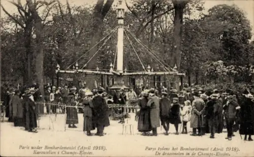 CPA Paris VIII, Champs Elysées, Bombardement April 1918, Karousellen
