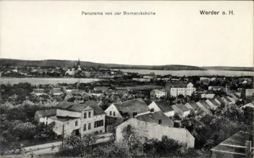 Ak Werder an der Havel, Panorama von der Bismarckshöhe aus
