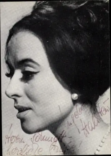 Autogrammkarte Opernsängerin Ingeborg Hallstein, Portrait, Autogramm