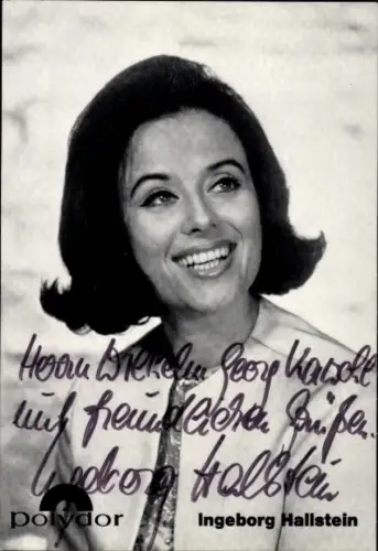 Autogrammkarte Opernsängerin Ingeborg Hallstein, Portrait, Autogramm
