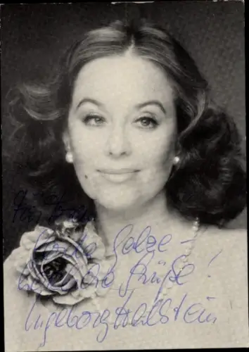 Autogrammkarte Opernsängerin Ingeborg Hallstein, Portrait, Autogramm