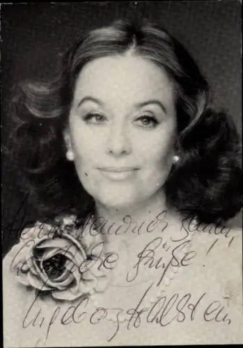 Autogrammkarte Opernsängerin Ingeborg Hallstein, Portrait, Autogramm