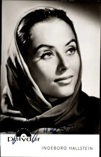 Autogrammkarte Opernsängerin Ingeborg Hallstein, Portrait, Autogramm
