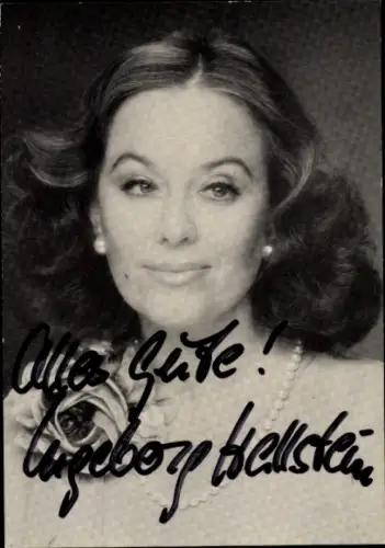 Autogrammkarte Opernsängerin Ingeborg Hallstein, Portrait, Autogramm