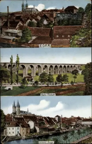 Ak Cheb Eger Region Karlsbad, Bahn-Viadukt, Unterer Anger