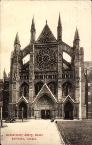 Ak Westminster London City, Westminster Abbey, Grand Entrance,  , Schwarz-Weiß