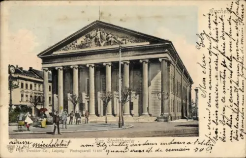 Ak Aachen, Stadttheater, Architektur, farbig, Leipzig, Dr. Trenkler Co.