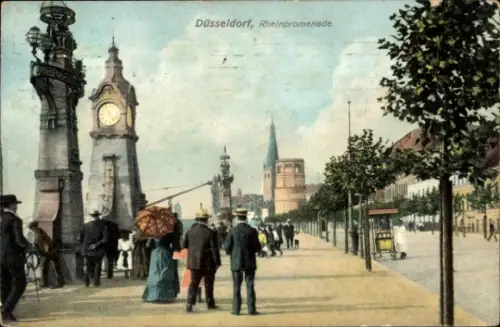 Ak Düsseldorf am Rhein, Rheinpromenade