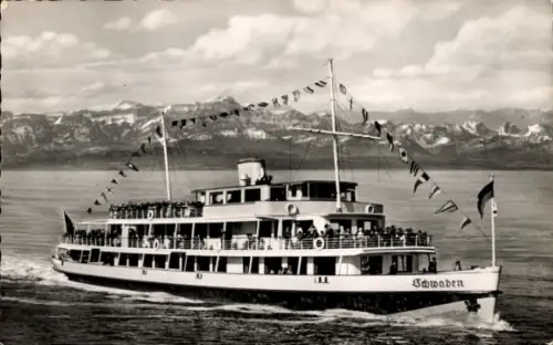 Ak Motorschiff Schwaben auf dem Bodensee in Fahrt
