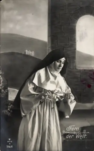 Ak Fern der Welt, Nonne