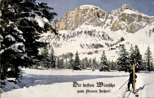 Ak Glückwunsch Neujahr, Winter im Hochgebirge