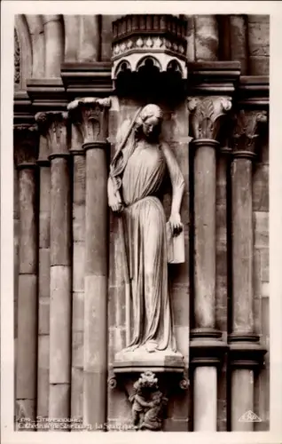 Ak Strasbourg Straßburg Elsass Bas Rhin, Münster, Statue