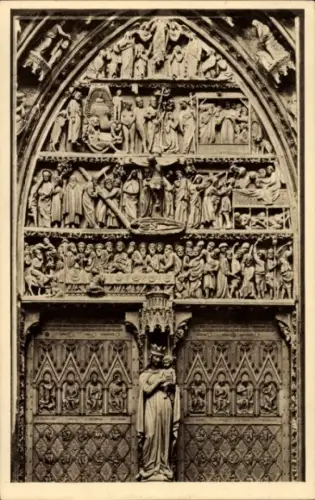 Ak Strasbourg Straßburg Elsass Bas Rhin, Münster, Bogenfeld des Hauptportals