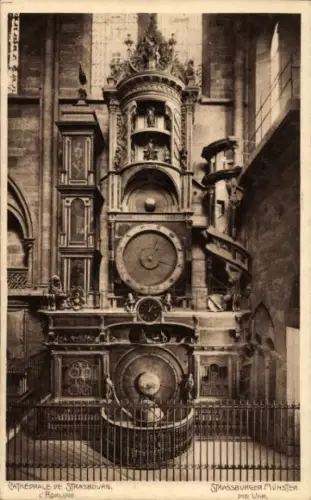 Ak Strasbourg Straßburg Elsass Bas Rhin, Kathedrale von  astronomische Uhr, Innenansicht,  Detail