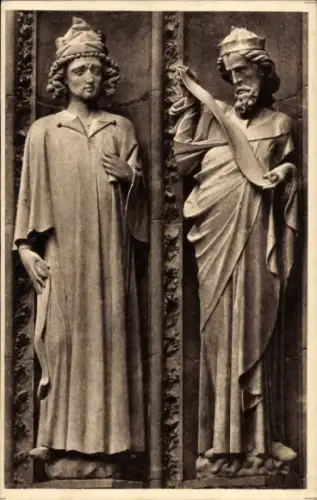 Ak Strasbourg Straßburg Elsass Bas Rhin, Skulpturen, Propheten, Kathedrale, Strasbourg