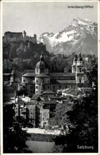 Ak Salzburg in Österreich, Untersberg,  Berge, Stadtansicht, Schwarz-Weiß